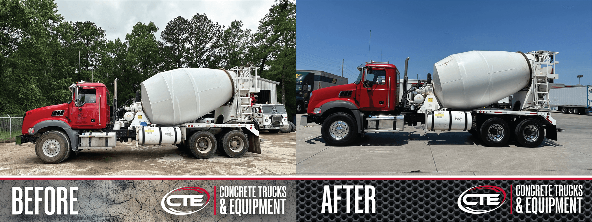 Before & After Red Mack Mixer Truck Refurbishing Project